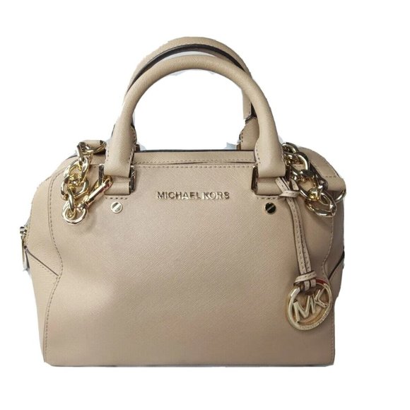 Michael Kors Jet Set Travel Medium Satchel Dark Camel Saffiano Leather MSRP $298 - Picture 1 of 7